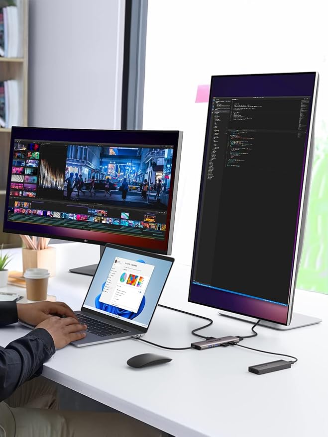 Lemorele USB C Docking Station for Laptop, 7 in 1 USB C Hub with 4K Dual HDMI, USB 3.0, 3*USB 2.0, 100W PD Suitable for MacBook Pro, Dell, HP, Surface, Lenovo Yoga