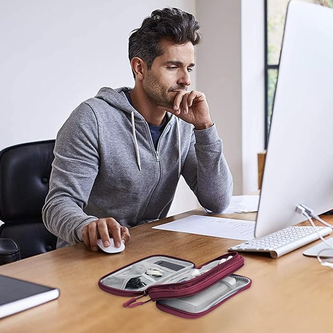 Skycase Electronic Organizer Travel Case - Waterproof Travel Cord Pouches for Organization, Cable Organizer, All-in-One Double Layers Storage Bag for Accessories, Charger, Cable, Red