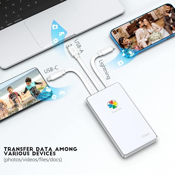 iDiskk MFi Certified 2TB External Hard Drive for iPhone 16,17,iPad,MacBook,PC,Photo Storage Phone Drive for Android Mobile to Backup Photos | Video | Files (auto Backup) for iPhone 17/16/ 15/14/13/12