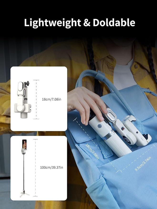 Gimbal Stabilizer for iPhone, Sefie Stick Tripod with Auto Face Tracking for TIK Tok YouTube Video Recording, 4 in 1 Gimbal Stabilizer with 360° Rotation for iPhone/Andriod -M1 Pro White