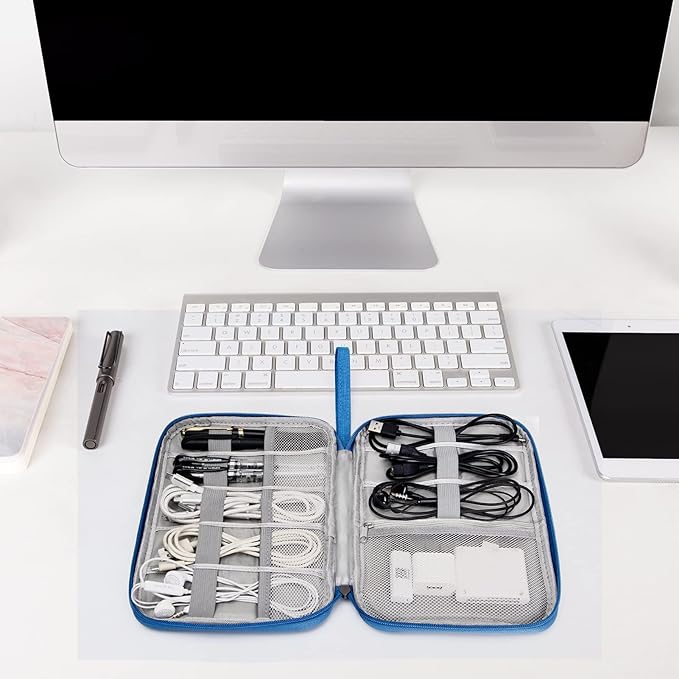 CILLA Travel Cord Organizer Case, Portable Waterproof Storage Bag for Charger, Cord, USB, Power Bank, Earphone, SD Card, Travel Essentials