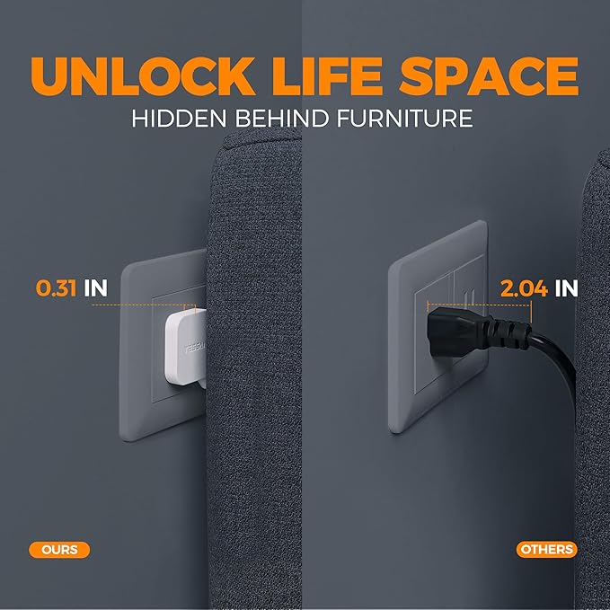 Extension Cord Flat Long Power Strip 15 FT, TESSAN Surge Protector Power Strip with USB Ports (1 USB C), Flat Wall Outlet Extender with 3 Outlets for Home, Office, School, Dorm Room Essentials