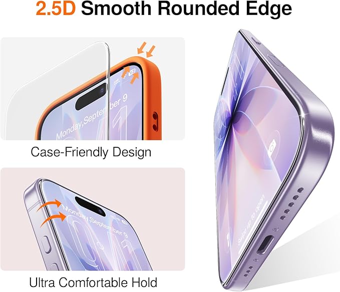 SMARTDEVIL 2 Pack Screen Protector for iPhone 17, 9H Hardness Military Grade Shatterproof HD Tempered Glass, Easy to Install, Bubble-Free and-Dust-Free Box