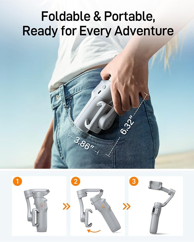 hohem iSteady X3 SE Gimbal Stabilizer for iPhone, Phone Stabilizer with Detachable Remote Control, Portable Foldable 3-Axis Phone Gimbal for Android & iPhone 16 15 Pro Max, Ideal for Travel Vlogging