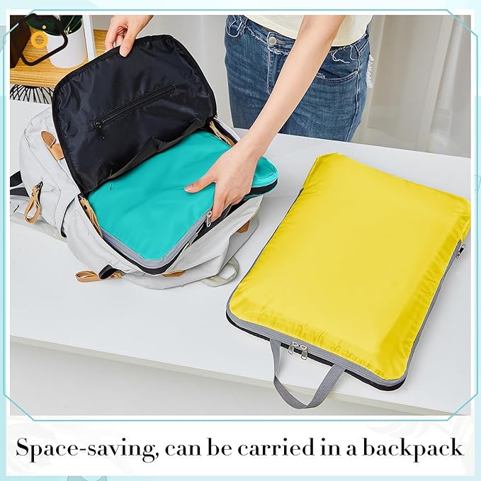 Hosuly 6 Pcs 17.3 x 12.6'' Compression Packing Cube Bag Extra Large Travel Expandable Space Saving Organizers XL for Luggage Storage(Colorful)