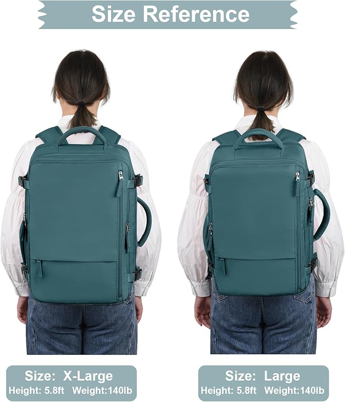 Hanples Women's Large 17.3 Inch Laptop Backpack, Peacock Blue, Waterproof, Suitable for Air Travel