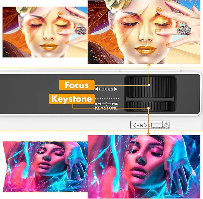 Mini Projector with Two-way Bluetooth, Portable Movie Projector, 1080P Full HD Projector with Speaker for Home Bedroom, 50% Zoom, Compatible with Smartphone,HDMI,USB,Fire Stick