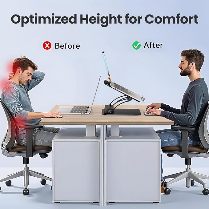 tounee Laptop Stand with Detachable USB-C Hub, 100W PD Charging, 4K@60Hz HDMI, 3 USB Ports, Ergonomic Laptop Holder Docking Station for 10-17" Laptops, MacBook & More (Black)