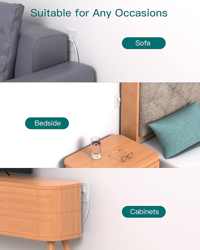 Cruise Ship Essentials, Flat Plug Power Strip, Addtam 1 ft Ultra Flat Extension Cord with 6 Outlets Extender, No Surge Protector for Cruise Ship, Travel, Dorm, Home Office, ETL Listed