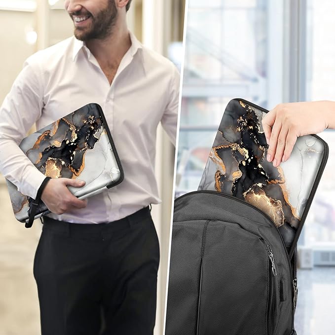 FINPAC Hard Laptop Sleeve Case for 13 inch MacBook Air M4 M3 M2 M1 2025 2024, 14 inch MacBook Pro M4/M3/M2/M1 A2918 A2992 A2779 A2442, Waterproof Case for Dell, Surface Laptop, HP, Acer, Cloudy Marble