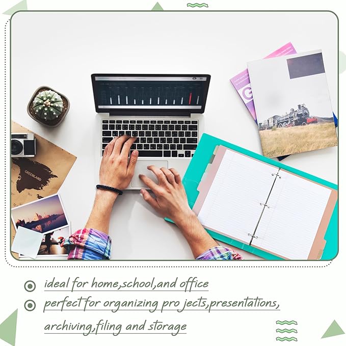 Honoson 12 Sets 8 Tab Dividers for 3 Ring Binders Plastic File 8.5 x 11 Inch Paper Multicolor Page Binder Index Dividers for School Office(Dark Color)