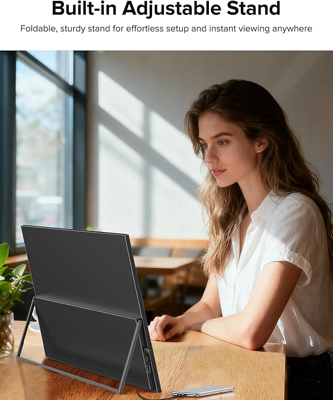 Portable Monitor 4K 23.8", 3840x2160 UHD 24" QLED Large Monitor, 400 Nits | 100% DCI-P3 | USB-C & HDMI | VESA & Kickstand | Second Screen for Computer, Mini PC, Game Consoles