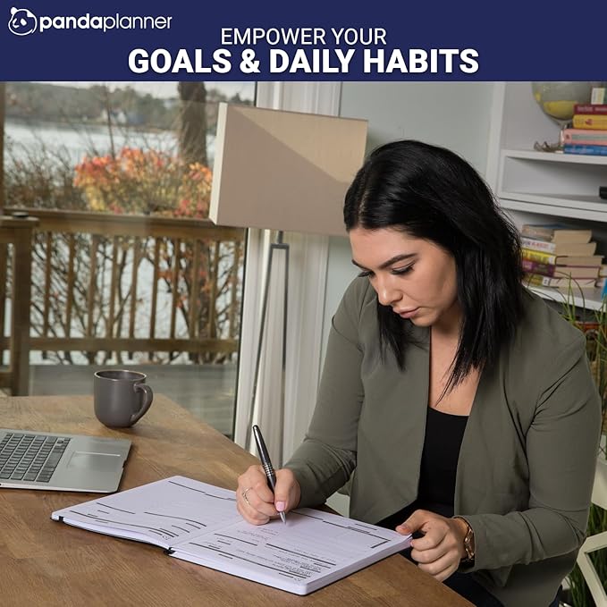 Panda Planner Pro A4 Daily Planner 2026 – 6 Month Undated Planner with Hourly Schedule, Large 8.5x11 Layout, To Do List, Daily Journal, Goal Planner, Habit Tracker & Gratitude Organizer for Home/Office – Purple