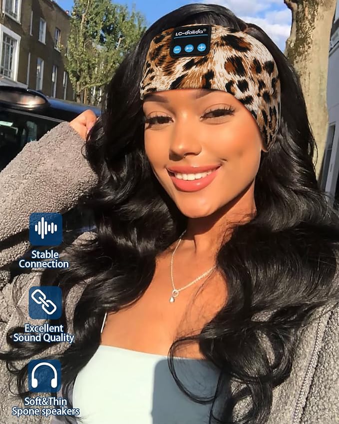 LC-dolida Sleep Headphones Bluetooth, Sleep Headphones Sleep with Thin HD Stereo Speakers Perfect for Side Sleepers, Sport, Yoga, Travel Best Gift Ideas Perfect for Sports