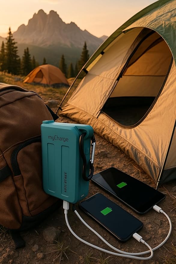 myCharge Portable Charger Waterproof USB C Power Bank Adventure, Rugged Outdoor External Battery Pack Backup (6700 mAh (Blue))