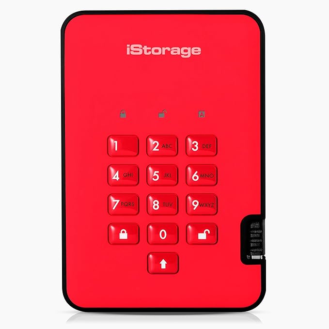 iStorage diskAshur2 SSD 512GB Red| Secure portable solid state drive | Password protected | Dust & water resistant | Hardware Encryption