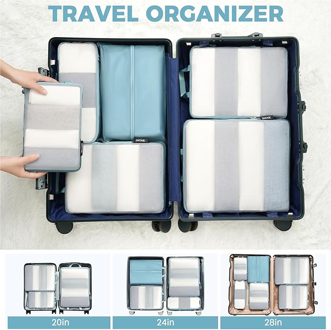 BAGAIL 6 Set Ultralight Compression Packing Cubes Packing Organizer for Travel Accessories Luggage Suitcase Backpack