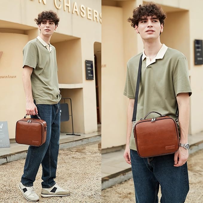 KYALOU Electronics Travel Organizer, Large Electronic Accessories Cable Case with Adjustable Dividers, Waterproof Tech Storage Bag Gifts with Double Layers for Cord, Charger, Power Bank - Brown