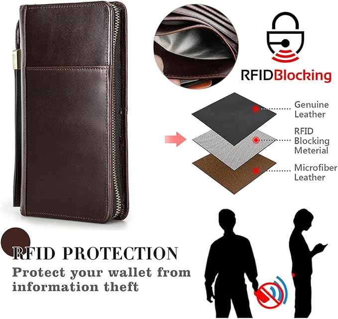 Top Grain Leather Travel Passport Wallet Holder for Man & Woman, Handmade with Three-Layer for 4 Passports & Multi Cards, RFID Blocking Large Capacity for Cards/Passports/Tickets, Burgundy