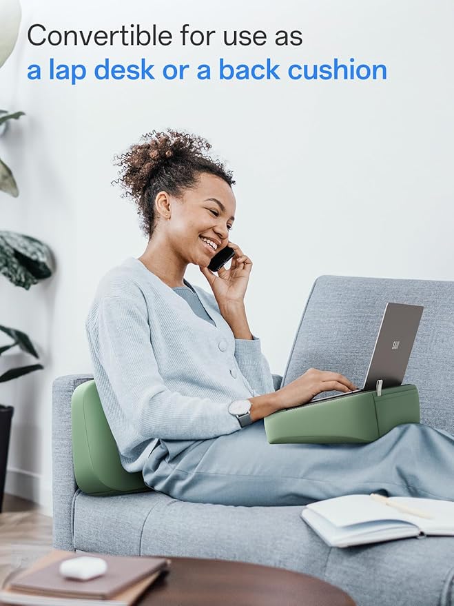SAIJI Breathable Laptop Pillow, Ultra Lightweight Lap Desk with Cushion, Computer Pillows for Laptop with Partitioned Storage Bag, Designer Stopper - Lap Pad Fits up to 15.6 Inch Laptops
