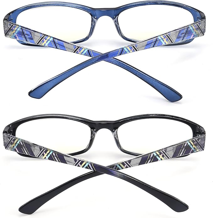 Reading Glasses Womens Men Blue Light Blocking - 2 Pack Ladies Blue Screen Readers Lightweight Eyeglasses Choose Your Magnification +2.5
