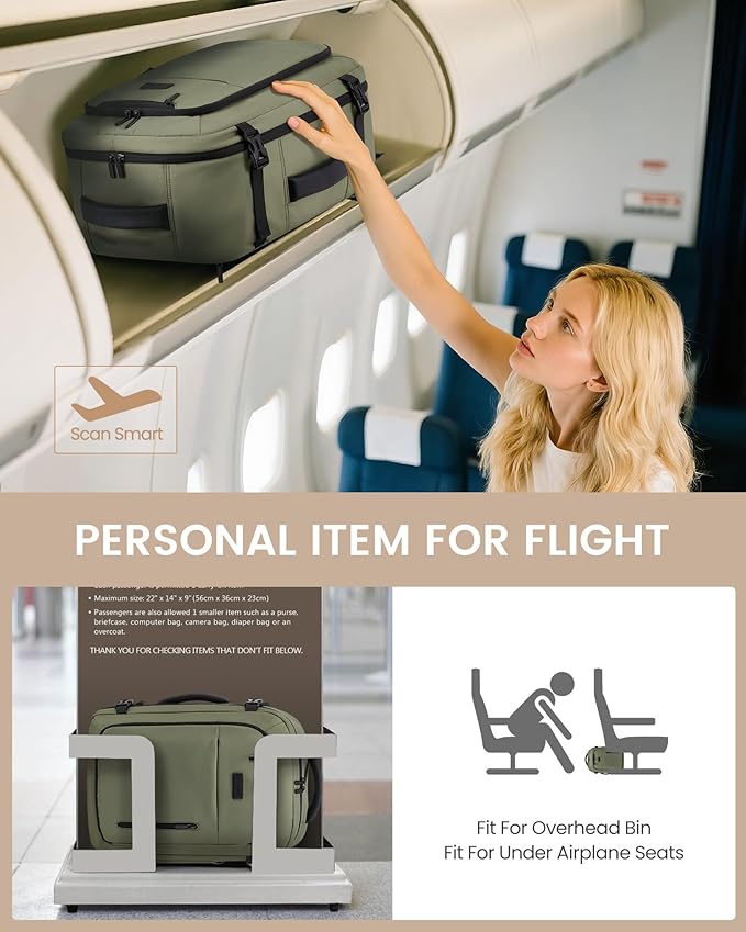 LOVEVOOK Travel Backpack for Women Men with Garment Bag, 40L Carry on Backpack as TSA Personal Item Flight Approved, Luggage Daypack Fits 17.3" Laptop, Overnight Business Weekender Travel Essential