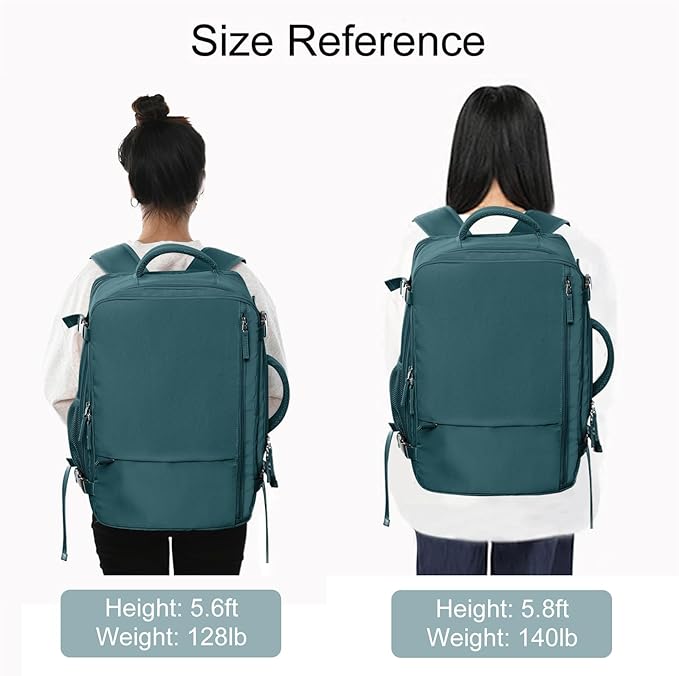 Hanples Large Travel Backpack for Women as Person Item Flight Approved, 40L Carry on Backpack, 17 Inch Laptop Backpack, Waterproof Backpack,Casual Bag with 2 Toiletry Bags (Peacock Blue)