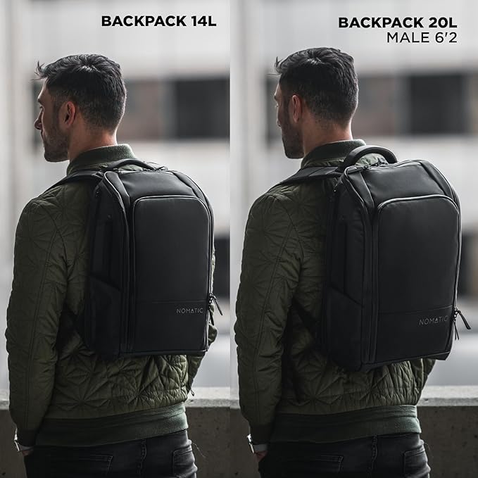 NOMATIC 20L Backpack- Carry On Backpack and Water Resistant Laptop Bag - Carry On or Business Backpack for Men and Women (Black)