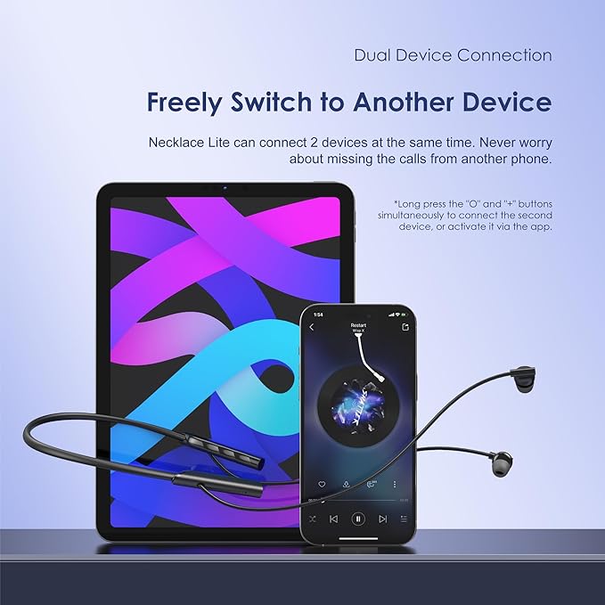 Oraimo NeckLite Wireless Neckband Earbuds, Wearable Around Neck Headphones Built-in Microphone, Bluetooth Headset Magnetic Earphones Deep Bass, Ultra-Lightweight Comfort, 30H Playtime, Black