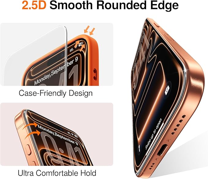 SMARTDEVIL 2 Pack Screen Protector for iPhone 17 Pro Max, 9H Hardness Military Grade Shatterproof HD Tempered Glass, Easy to Install, Bubble-Free and-Dust-Free Box