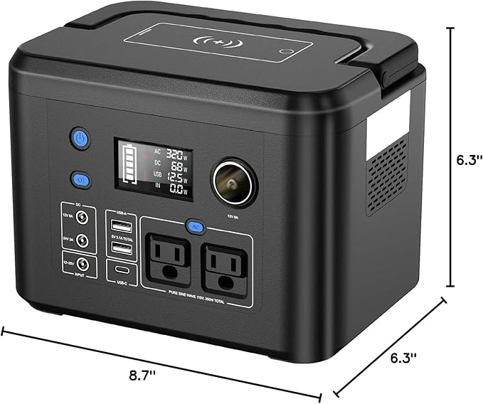 Portable Power Station 350W, Powkey 260Wh/70,000mAh Backup Lithium Battery, 110V Pure Sine Wave Power Bank with 2 AC Outlets, Portable Generator for Outdoors Camping Travel Hunting Emergency