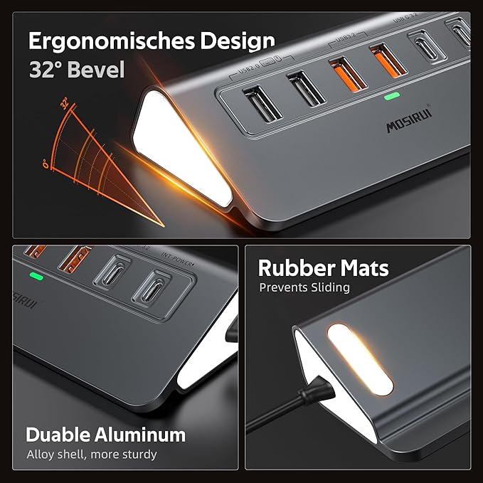 USB C Hub Ethernet,10-in-1 USB C Docking Station with 4K@6Hz HDMI,1Gbps Ethernet, PD 100W,Type C & 2 USB A 3.2 10Gbps, 2 USB A 2.0, SD/TF, Aluminum USB Hub for Laptop,PC, iPhone 16/15,Mac