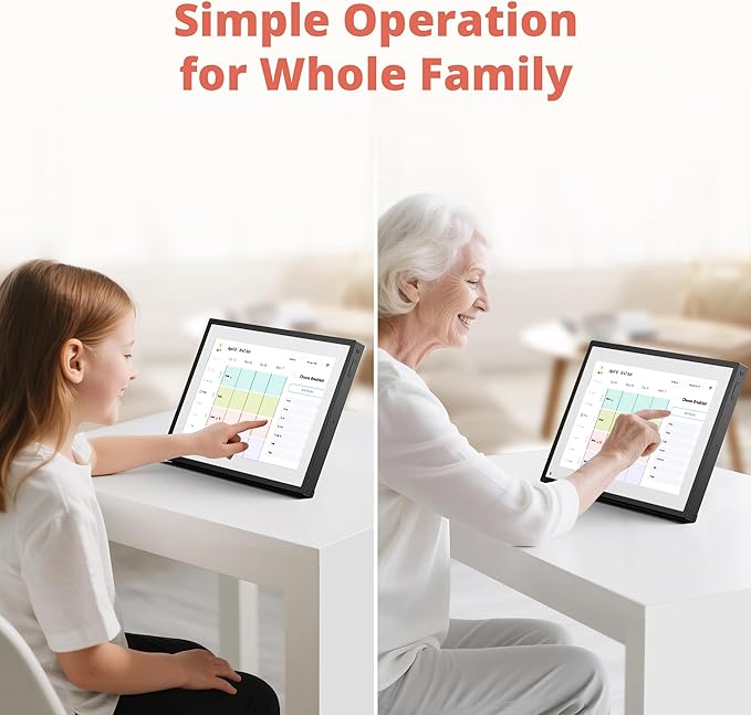 Digital Calendar Touch Screen 10 Inch, Electronic Calendar Chore Chart with 1080P Interactive Touchscreen for Family Monthly/Weekly/Daily Planner, Smart Calendar with Desk Mount - Black