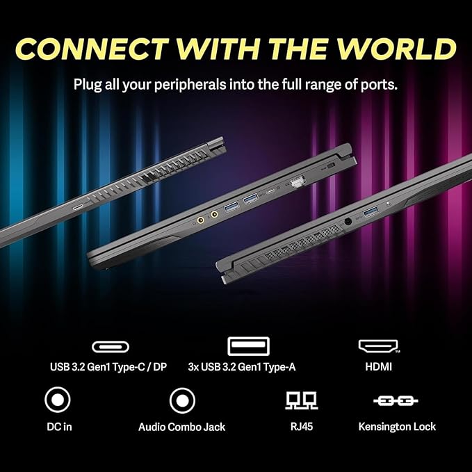 MSI 15.6" 144Hz FHD Thin Bezel IPS Gaming Laptop, AMD Ryzen 5 7535HS, NVIDIA GeForce RTX 4060, 32GB DDR5, 2TB NVMe SSD, Backlit Keyboard, WiFi 6E, Windows 11, Cosmos Gray, EAT Laptop Foldable Stand