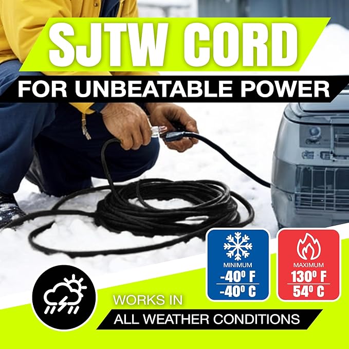 3ft Outdoor/Indoor Extension Cord 12/3 Gauge Extra Heavy Duty 3 Prong SJTW, Waterproof, Flexible Cold-Resistant Long Power Cord,15A 125V 1875W, Black by LifeSupplyUSA