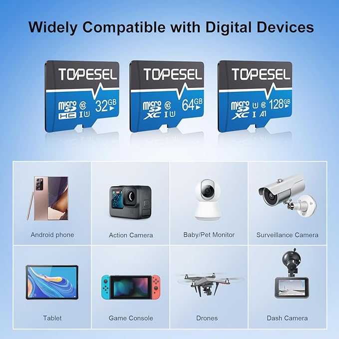 TOPESEL 32GB Micro SD Card 2 Pack Memory Cards Micro SDHC UHS-I TF Card Class 10 for Camera/Drone/Dash Cam(2 Pack U1 32GB)