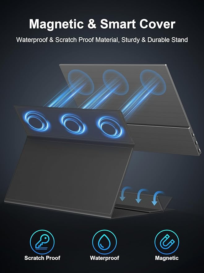 4K Portable Monitor, 14.5" IPS Laptop Screen, Slim Lightweight 1500:1 Dual USB C HDMI Gaming Display with Speakers, Travel Monitor for PC Phone PS5/4 Xbox Switch