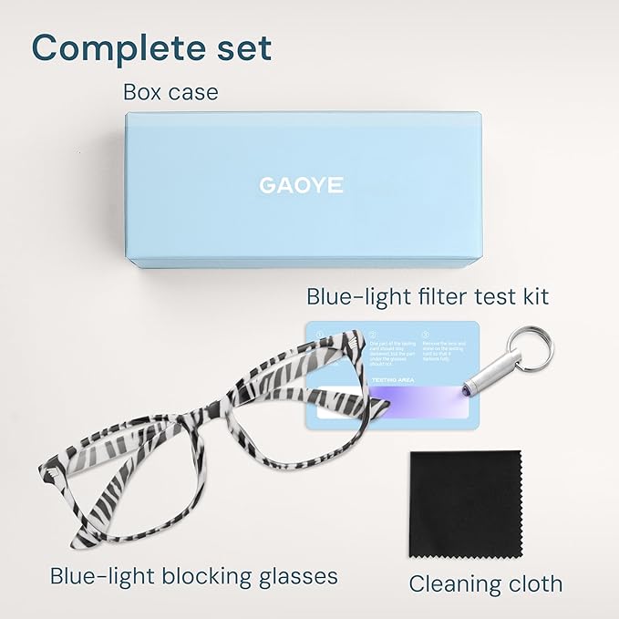Gaoye Blue Light Glasses for Computer & Gaming - Anti UV Ray Lenses, Scratch-Resistant & Comfort Fit