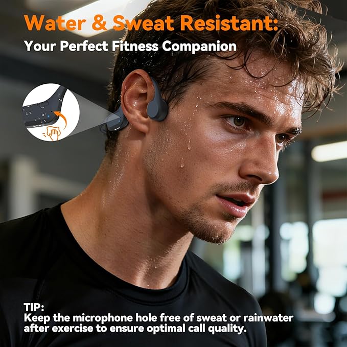 Bone Conduction Bluetooth Headphones-SurfAudio,IP68 Waterproof Swimming Headphones with 32GB MP3 Player, Lightweight Open Ear Design for Swimming/Surfing/Marathon/Cycling(Tangerine)