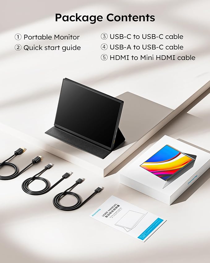 Portable Monitor,10.5" HDR 1280P Ultra-Thin 100% sRGB Travel Portable Monitor for Laptop, 420 Nits Mini Secondary Display with Protective Case & Speaker, Monitors for Laptop, PC Mac Phone PS4/5 Xbox