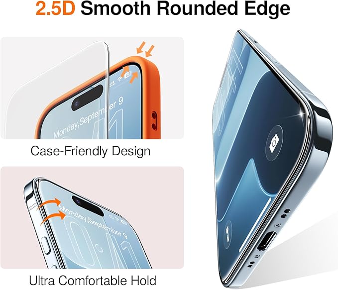 SMARTDEVIL 2 Pack Screen Protector for iPhone Air, 9H Hardness Military Grade Shatterproof HD Tempered Glass, Easy to Install, Bubble-Free and-Dust-Free Box