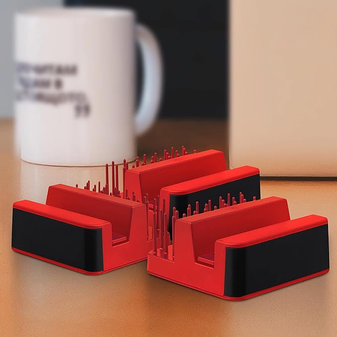 DISCOUNT PROMOS Light Up Logo Phone Stands Set of 10, Bulk Pack - Essential Smartphone Accessory, Perfect for Office and Home - Red