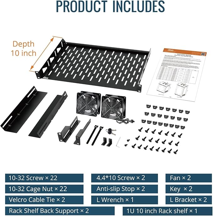 Tecmojo 6U Wall Mount Rack Cabinet, Heavy-Duty 176 Lbs High Load Capacity, 19” Enclosed Server Network Rack with Mesh Door, 17.7” Deep – Elite Collection