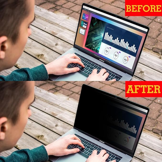 Magnetic Laptop Privacy Screen 14 inch for 16:9 Computer Monitor | Privacy Shield | Anti Glare & Blue Light Filter | UV & Eye Protection | Anti Spy | Anti-Scratch Protector Film