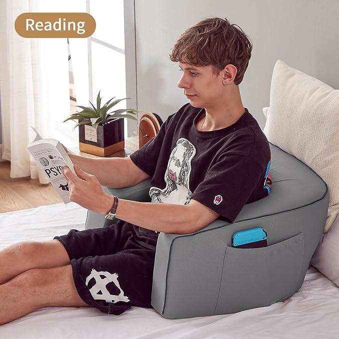 Lap Desk for Adults, Gaming Pillow, Reading Pillow, Lap Desk, Laptop Desk Pillow, Couch Reading Pillow, Memory Foam Bed Rest Pillow for Reading, Laptop Stand for Bed(Grey)