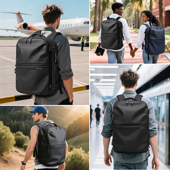 BANGE Travel Backpack with TSA lock version can hold 15.6 inch Laptop suitable Daily Commute and Overnight Flight Approved Anti-theft Bag