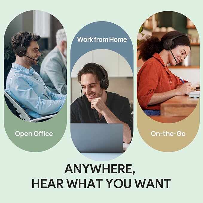 Yealink BH74 with Stand Active Noise Canceling Wireless Headset with Mic for Work, 6-mics Hybrid ANC Microsoft Teams Premium Open Office Certified Headsets Bluetooth 5.3, up to 32h Talk, UC Compatible