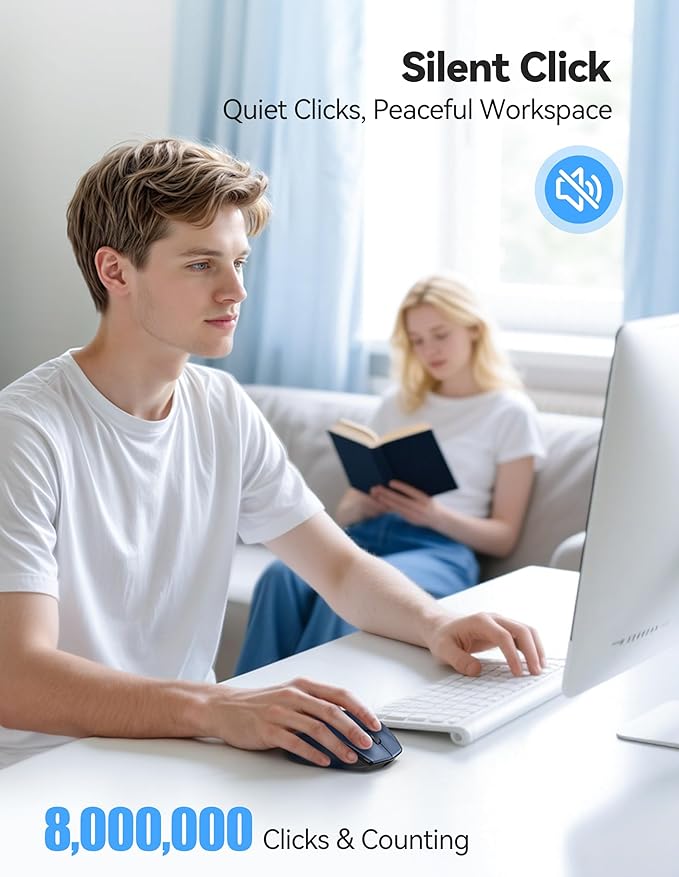 TECKNET Wireless Mouse Rechargeable,Mouse for Laptop Computer,2.4G USB Computer Mice Wireless,6 Button 6400 DPI Ergonomic Silent Mice,Portable Cordless Travel Mice-Wide Compatibility