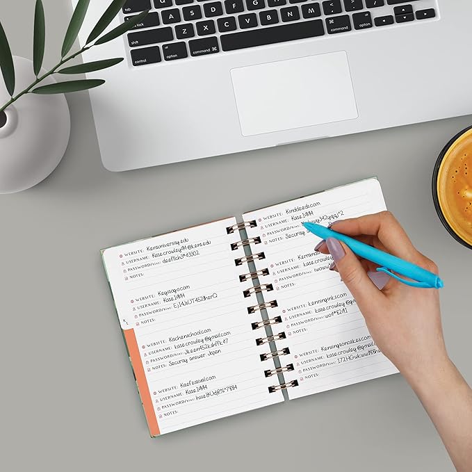 PLANBERRY Password Book Premium – Small Internet Address Organizer with A-Z Tabs – Pocket Website Password Keeper with Alphabetical Tabs – 4.7x5.7″, Hardcover (African Green)