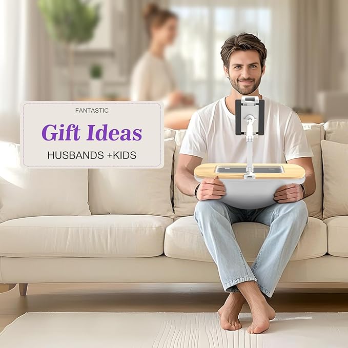 UPERGO Tablet Kindle Stand Pillow, iPad Pillow Holder for Lap with Soft Bean Bag, Fits 4.7 to 12.9 Inch Tablets, Ideal for Hands-Free Reading and Relaxation on Sofa, Couch, Bed, Car